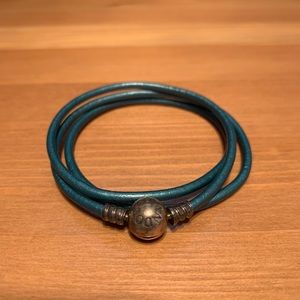 Pandora Triple Wrap Smooth Leather Bracelet - Teal